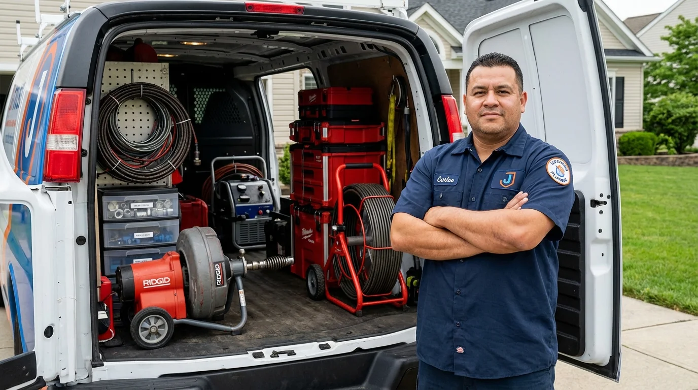 Professional drain cleaning equipment and Johns Plumbing LLC plumber in Gothenburg