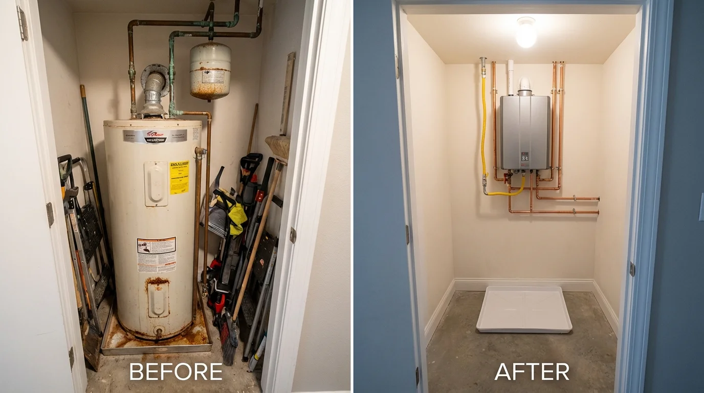 Tank water heater versus wall-mounted tankless unit comparison for Gothenburg, NE homeowners